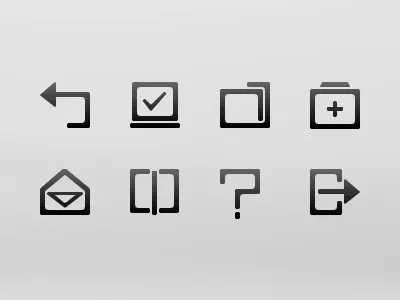 Flatstyle icons back email flat folder help icons lecture question screen style suitcase