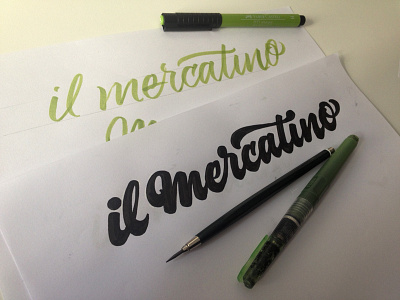 Il Mercatino Supermarket brushpen calligraphy custom draw food handmade lettering logo market type