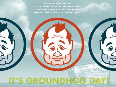 Groundhog Day bill murray caricature groundhog movie portrait