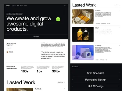 NERO - Digital Agency agency company digital elementor framer landing marketing page personal portfolio profile startup studio ui webflow website wordpress