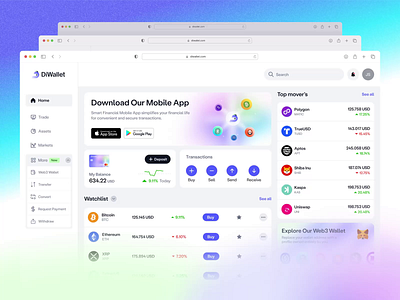 Cryptocurrency Web App - Exchange, Buy, Sell bitcoin wallet crypto dashboard crypto exchange crypto platform cryptocurrency exchange cryptowallet dashboard desktop design etherium exchange finance investment platform mobile app ui uiux ux web app web application web design