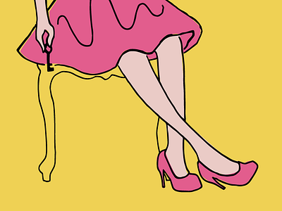 Girly chair girl heels illustration pink skirt