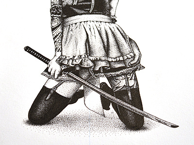 Yakuza maid black detail dot dots illustration sexy yakuza