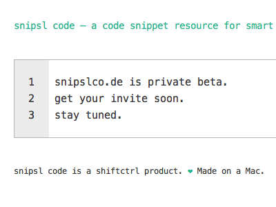 WIP—Snipsl code ui web