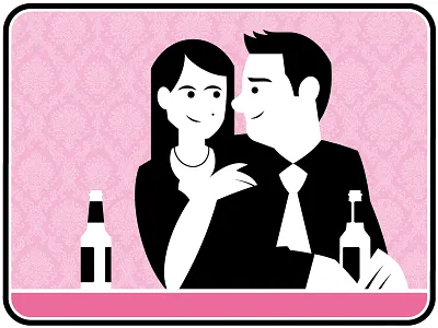 Alma and Jonathan's wedding invitation 90s design disco 2000 graphic invitation print pulp retro vector wedding