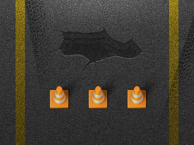 The Pothole black cone icon street