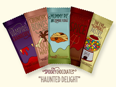 SPOOKY CHOCOLATES art direction chocolate creepy devil evil food ghost halloween illustration merchandise package design satan scary spooky zombie