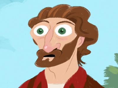 Line-less, Mostly beard character design illustration ipad man surprise