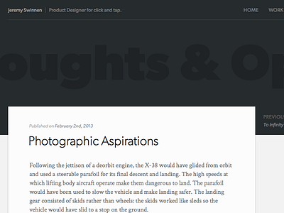 Notebook big type blog contrast dark light minimal navigation responsive simple