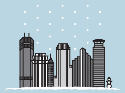 Snowy MPLS illustration minneapolis minnesota winter