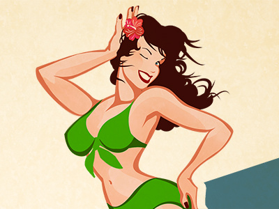 Pin-up girl bikini girl illustration pin up pinup retro sexy wink