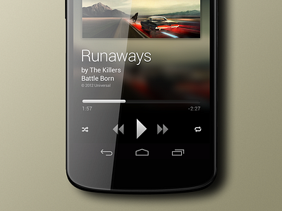 Player 4 album android app artist artwork blurry button cover design icon music nexus nexus4 player repeat shuffle timeline volume