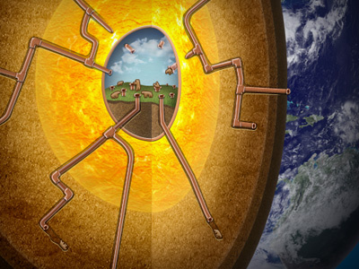 Center of the Earth bears cross section earth illustration