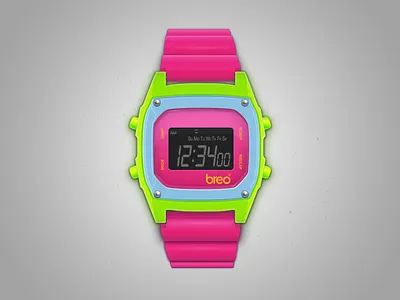 Digtal Watch breo digital watch illustration neon retro watch wrist watch