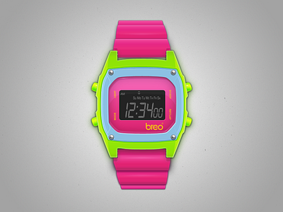 Digtal Watch breo digital watch illustration neon retro watch wrist watch