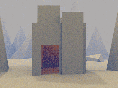 Temple.gif 3d aftereffects animation blender design geometric geometry gif lowpoly motion photoshop render retro temple