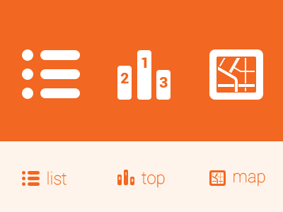 3 icons icon list map mono soelf top ui