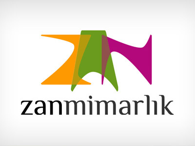 zan mimarlık logo architecture color green logo mimarlık orange purple type typographic typography zan