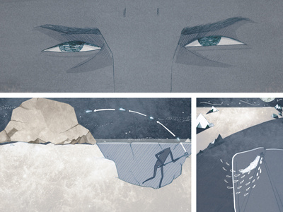 Man on the Moon blue cry eyes illustration man moon