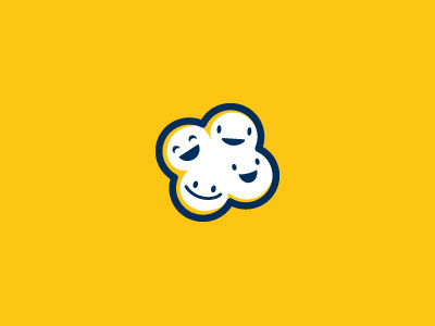 Popcorn & Friends Logo blue children film friends hatchers identity logo movie popcorn retro smile yellow