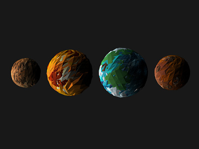 Mercury, Venus, Earth, & Mars! 3d earth low poly mars mercury planets solar system space stars venus