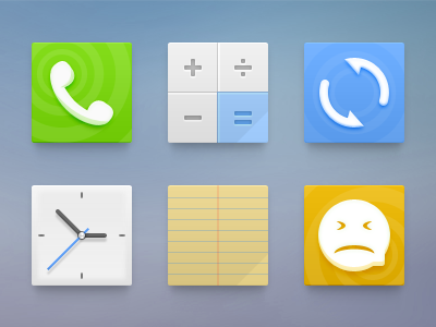 Icons android calculator clock message note phone sync