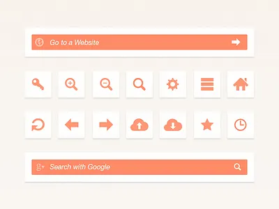Web Browser UI Elements address bar browser clean freebie icons interface orange photoshop psd search simple soft ui ui kit ux web browser