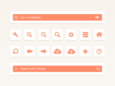 Web Browser UI Elements address bar browser clean freebie icons interface orange photoshop psd search simple soft ui ui kit ux web browser