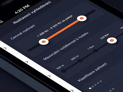 Advanced search UI app dark design hotel ios iphone mobile settings side menu slider the funtasty ui ux