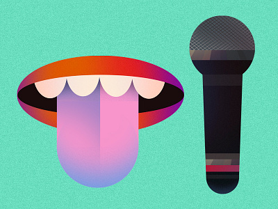 Lips and Mike icons illustration items lips microphone mike mouth music themed teeth