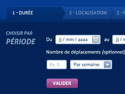 Ticket purchase form date selection duree form period ticket purchase transformation tunnel tunnel
