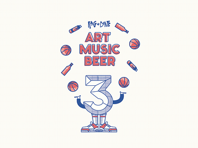 3 Is the Magic Number art basketball beer branding creative dunk editorial flyer graphic design halftone illustration illustrator jubb juggle lucas lucas jubb marker music nike poster rag and bone collective screen print street art typography