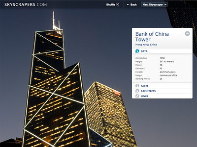 skyscrapers.com data sheet fullscreen background images gallery photography showcase skylines skyscrapers user interface webdesign