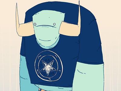 \m/ colors death design drawing funzies graphic horns illustration monster pentagram teal