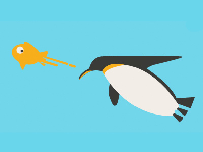 Without Gravity (Detail) animals fish fly illustration penguin vector