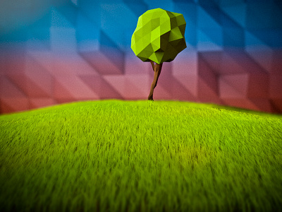 Little tree c4d cinema cinema4d grass hill low poly polygonic tree