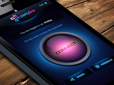 Partyline iPhone App design digital glow ios iphone party partyline ui