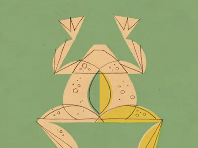 dissected froggy frog geometric green illustration pencil