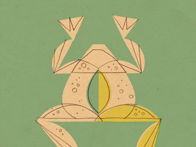 dissected froggy frog geometric green illustration pencil
