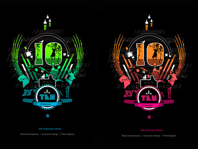 Ten (Crest) 10 birthday black card celebration crest editorial logo my poor brain neon smith ten tim