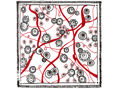 Feb 2 abstract circles illustration pen red sketch per day