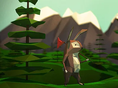 Low-Poly Walkabout 3d adventure c4d hare illustration low poly polygon rabbit walkabout