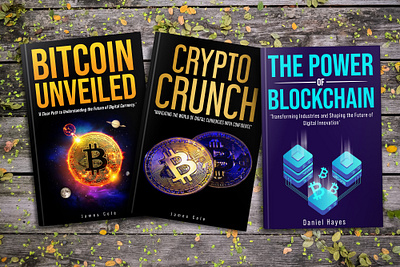 Bitcoin,Crypto and Blockchain Currencies Book Covers banner book cover flyer graphic design logo pooster website banner