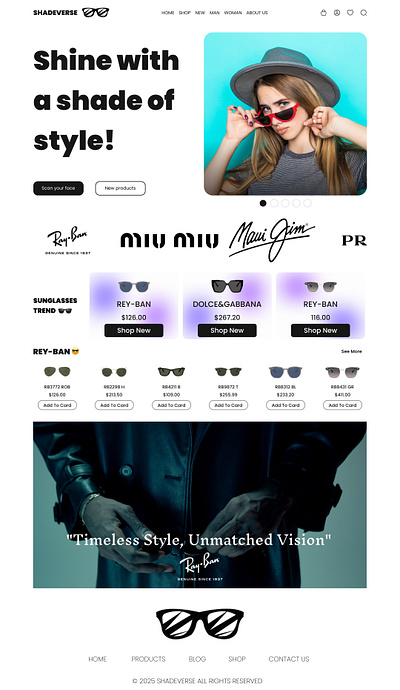 Sunglasses website design design designer ui ux web design