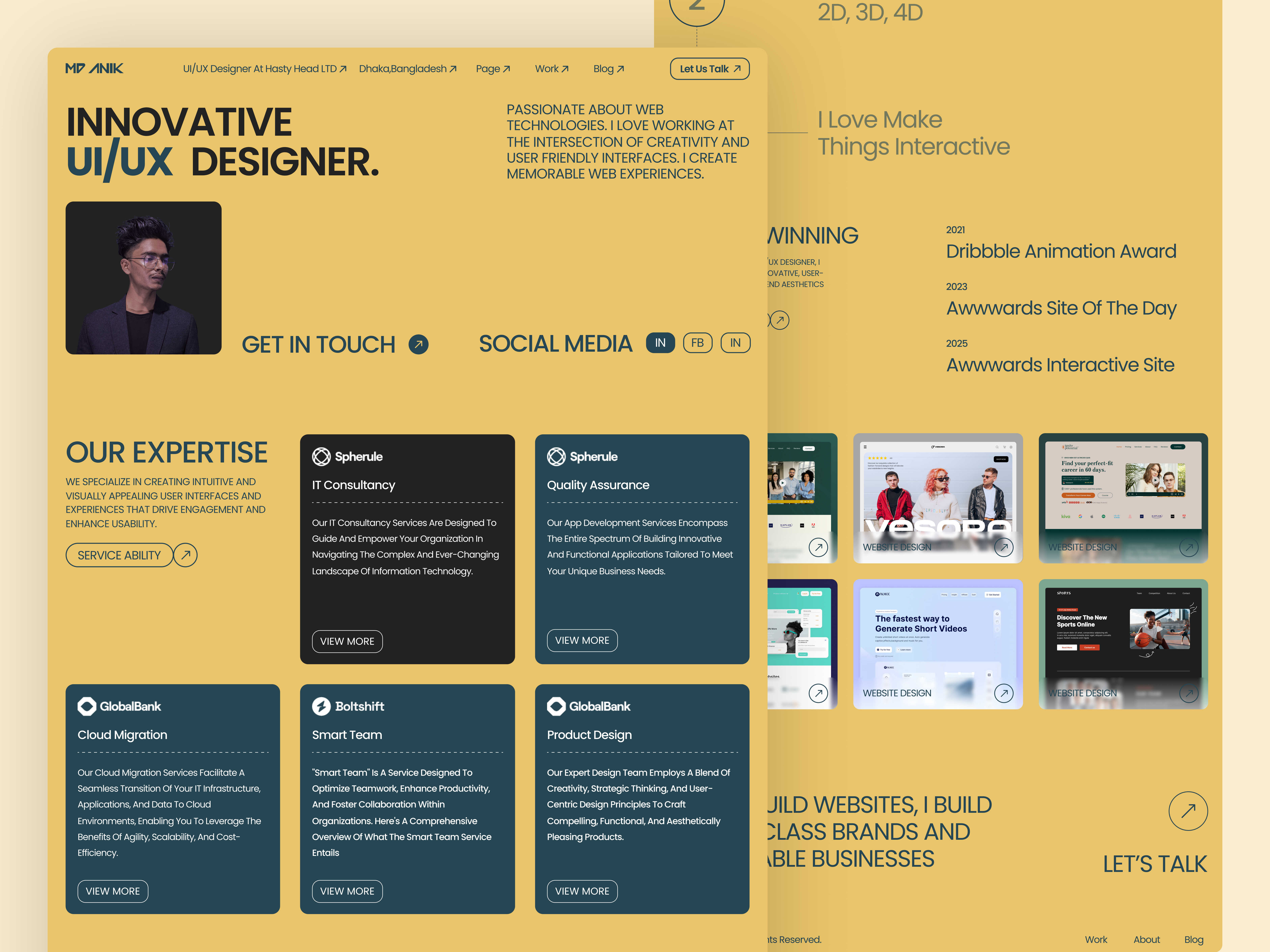 Example of Portfolio Website Landing Page Design