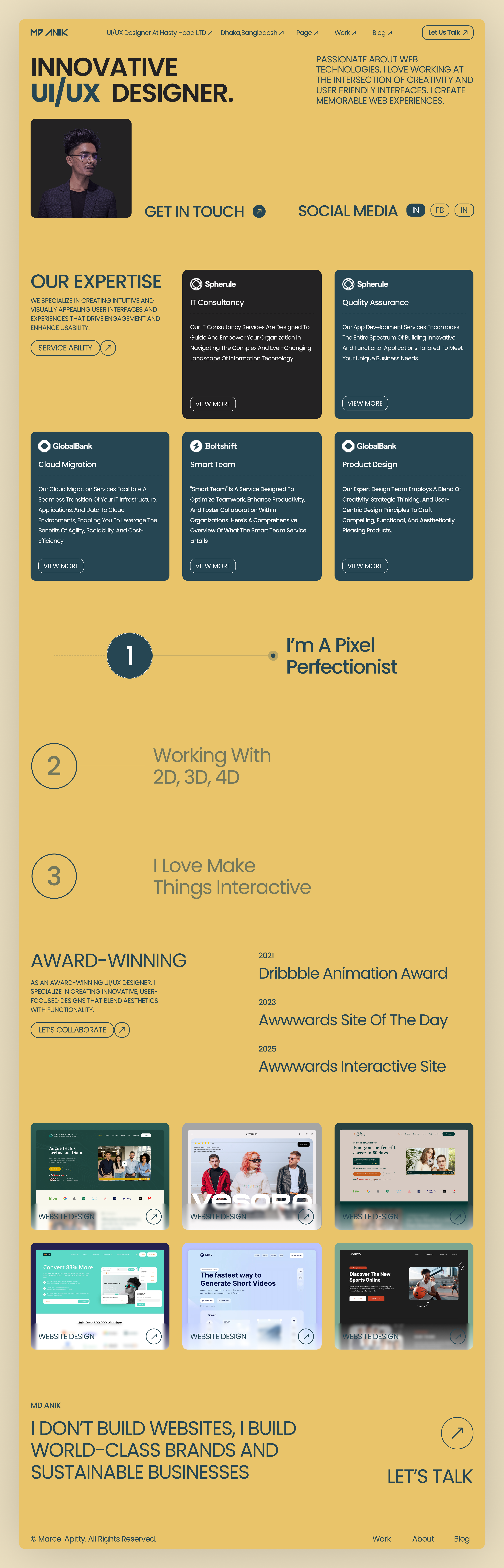 Example of Portfolio Website Landing Page Design