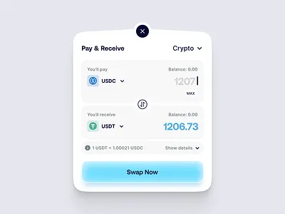 Swap Component component crypto crypto app crypto ui dark light icon mobile app mobile ui pay receive swap ui