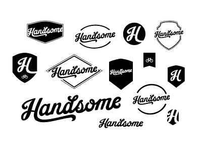 Handsome script & shape bike branding design handsome logo monogram type typography