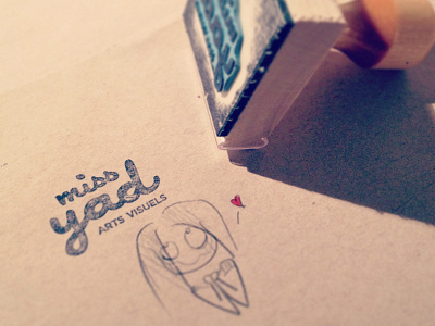 Miss Yad Stamp doodle drawing happy ink pencil print sketch stamp