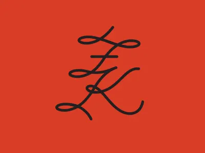 FK logo atlanta black brand cursive drop cap fk fuji logo orange red type